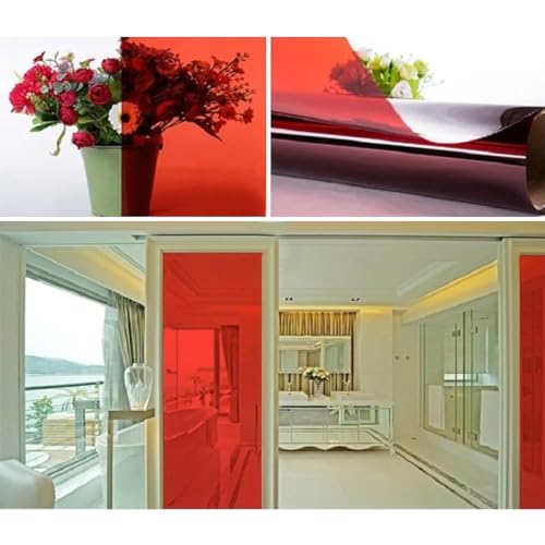 Vinilo decorativo para ventana de vidrio 27.5 x 78.7 pulgadas rojo miniatura 2