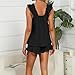 Women Pajama Set 2 Piece Sleeveless Casual Ruffle Soft Tank Top and Shorts Sleepwear Loose Fashion Lounge Homewear Black