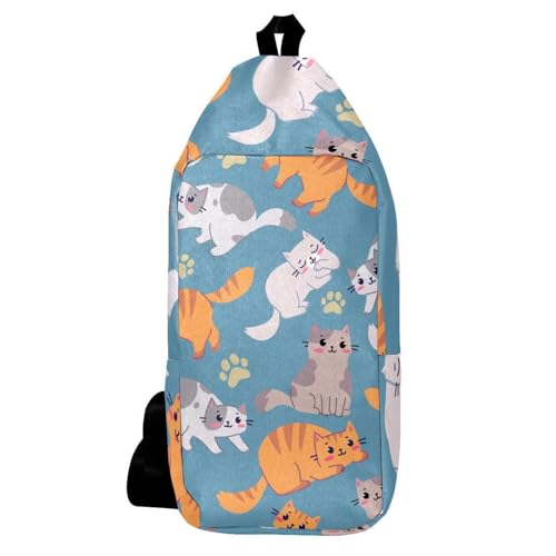 Sac à dos à bandoulière motif chats mignons et multicolore