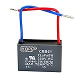 HQRP Ceiling Fan Capacitor CBB61 12uf 2-Wire Plus Coaster