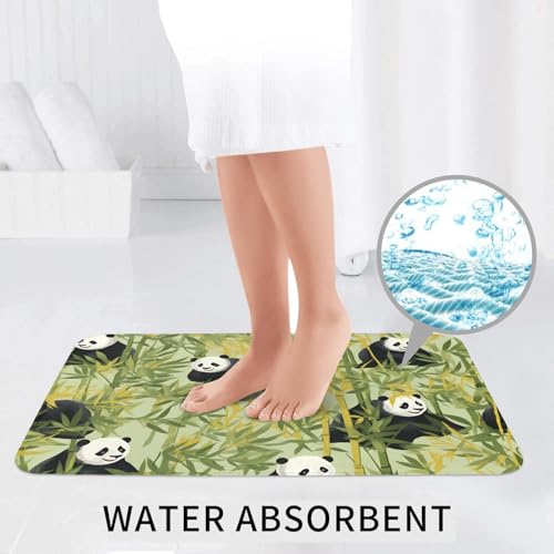 Tapis de bain antidérapant panda bambou rectangulaire ovale