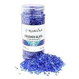 Syedra Crushed Glass for Crafts,Broken Glass Pieces,Bar, Garden Decoration 3-6mm, 1.5 Pound Jar(Cobalt Blue)