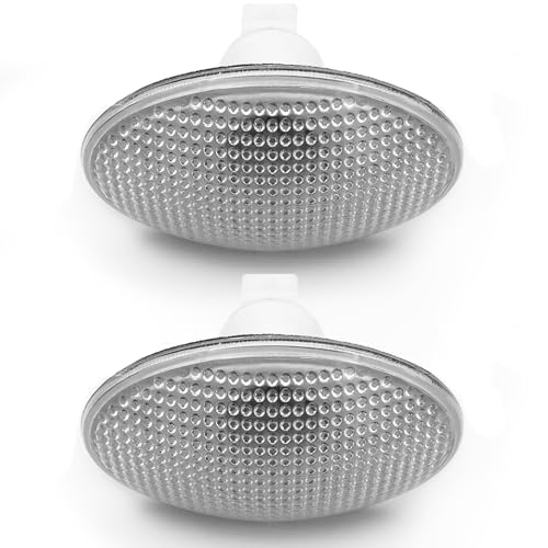 2x Clear Side Wing Marker Indicator Repeater Light Lamp Lens With Bulb for Ford Transit MK6 MK7 2000-2014 Left and Right Pair OEM | 6C11-13K309-AA, 1385980, 1418382, 1124493, 1473712