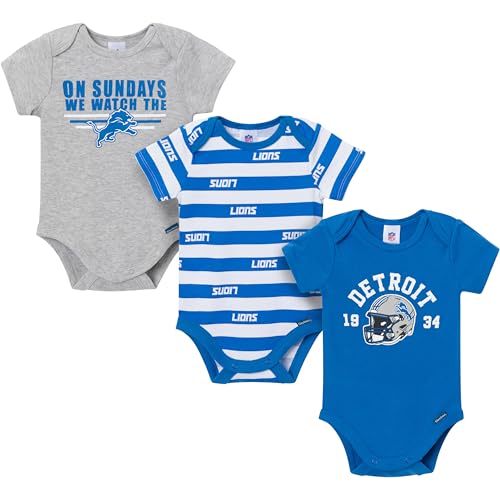 Gerber Baby Boys NFL 3-Pack Onesie Bodysuit Lions NFL 3-Pack6 Months