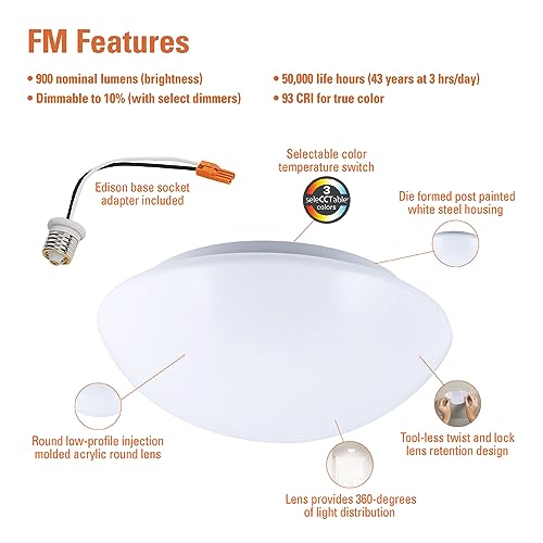 HALO 8 inch LED 3CCT Selectable Low Profile Round Flushmount - image 4