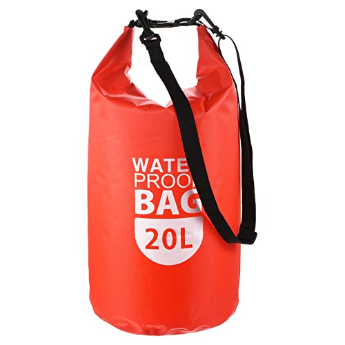 PATIKIL Floating Waterproof Dry Bag, 20L Outdoor Float Dry Bag Roll Backpack with Clear Window for Boating Rafting Kayaking Red