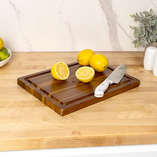 Tabla de cortar rectangular de madera Acacia 14x10 pulgadas miniatura 2