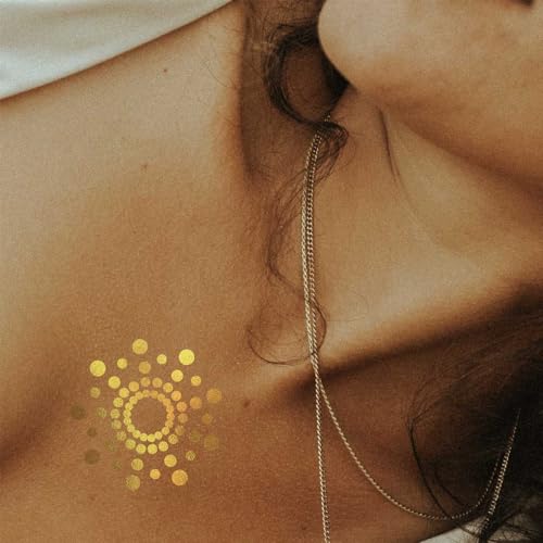Image of Bijoux Indiscrets Mimi Metallic Temporary Tattoos - 6 Body Tattoos in Silver, Gold & Copper - Breast, Cleavage, Belly & Back Decals - Easy to Apply, Summer Festival Body Art
