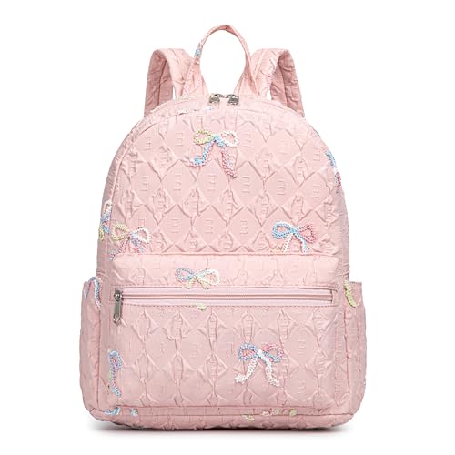 YiXiamo Mini mochila fofa de 25 cm para crianças e adultos, Bordado - laço - rosa, mini, Mochila casual