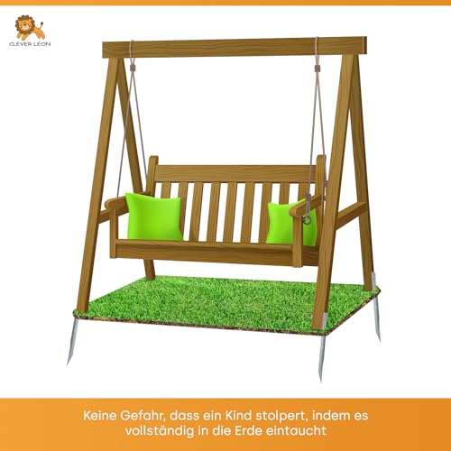 Clever Leon 4-Pack Erdanker für Schaukel Anker Outdoor Schaukel Bodenanker für Rosenbogen Spielhaus Spielturm Sichere Verankerung für Gartenschaukel Verzinkt inkl.