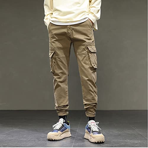 KENID Calça cargo masculina casual de algodão com 6 bolsos reta ao ar livre caminhada Ripstop Beam F