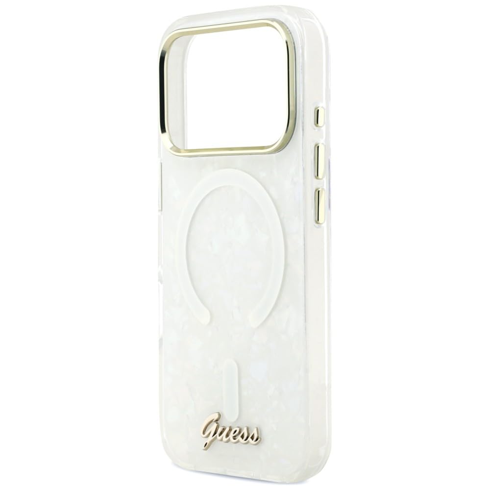 Coque iPhone Air Guess IML Script Metal compatible MagSafe transparente