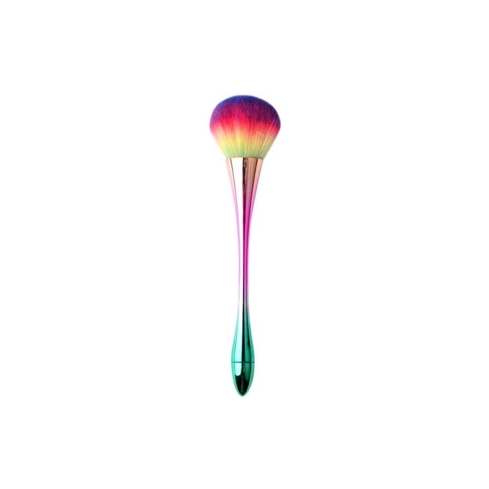 Nail Brushes Nail Art Dust Remover Brush, Aluminum Handle Soft Nail Dust Cleaning Brush Acrylic UV Gel Powder Removal Manicure Tool (Rainbow)