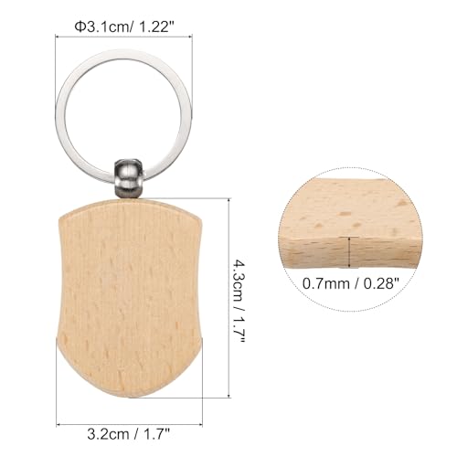 Porte-clés vierges en bois de 30 pièces en forme de bouclier pour gravure