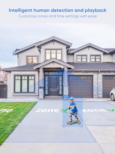 SANNCE Überwachungskamera Set mit 4 X 5MP, 10CH NVR Kabellose Überwachungskamera, AI Human Detection, IP66 Wasserdicht, Unterstützt Alexa, Zwei-Weg-Audio