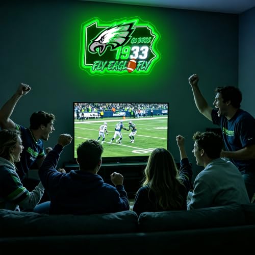 Image of Football Neon Sign for Wall Decor Football Logo Neon Light for Man Cave