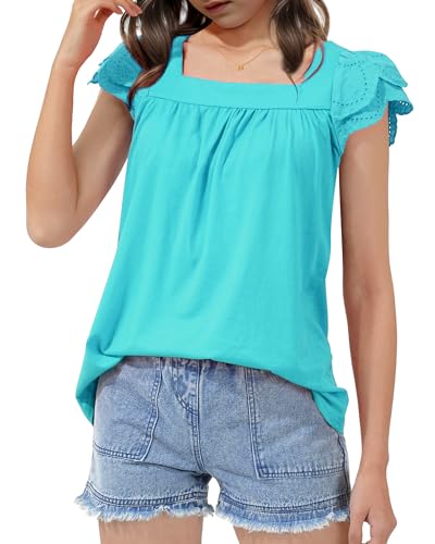 Image of KEREDA Girls Short Sleeve Shirts Summer Tops Girls Clothes 5-14 Years