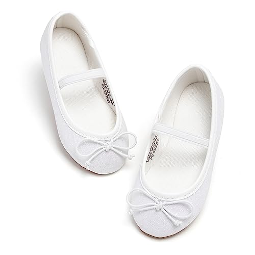Toddler Flower Girl Dress Shoes - Little Girl Ballet Flats Elastic Straps Wedding Party