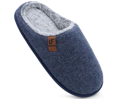 COFACE Zapatillas de Estar en Casa Hombre Invierno Fieltro Cálido Felpa Pantuflas Confort Espuma de Memoria Zapatos con Antideslizante Suela Azul Oscuro Talla 40 COFACE Zapatillas de Estar en Casa Hombre Invierno Fieltro Cálido Felpa Pantuflas Confort Espuma de Memoria Zapatos con Antideslizante Suela Azul Oscuro Talla 40