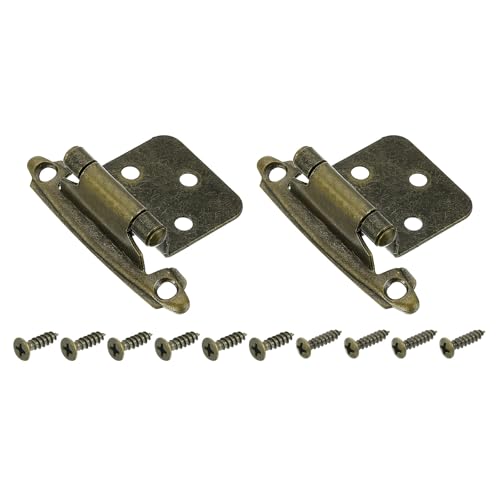 QUARKZMAN Bisagras Cocina Empotradas Gabinete, 2 Pz Bisagras Semiocultas 1/2 Superposición, Hardware Gabinete Montaje Superficial, Bisagras Gabinete Cierre Automático Con Tornillos, Bronce