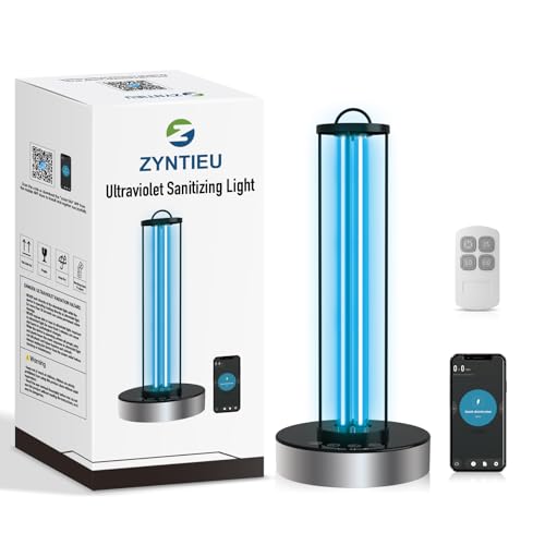 Zyntieu 38W UV Light Sanitizer L8 with APP and 3 Timers –Ozone Free Home Disinfection Device, Kills Germs, Viruses, Mold and Dust Mites – Whole Room Ultraviolet Light for Bedroom, Bathroom, and Office