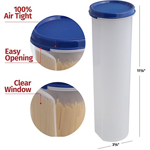 Tall Clear Spaghetti Pasta Container Storage With Lid-2 Pk.multi-Purpose Kitchen Pantry Organization And Food Storage For Noodles Beans Straws - Airtight Leakproof Spaghetti Keeper Bpa Free 37 Oz. #TOP1