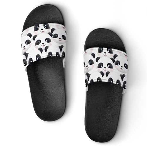 Cute Pandas Heads House Sandals Non-Slip Bathroom Slippers Beach Summer Shoes for Men Women