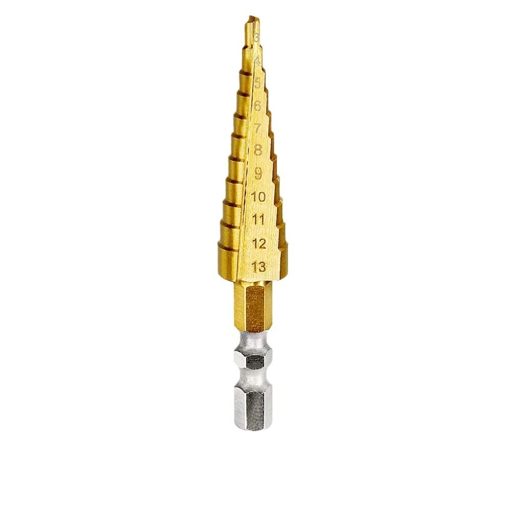 1 pieza Brocas escalonadas de titanio HSS Herramientas de corte de cono Herramientas de carpintería Accesorios Broca de metal para madera 3-12 3-13 4-12 4-20 4-22 mm 4-32 mm (Size : 4-32mm Hexagon)