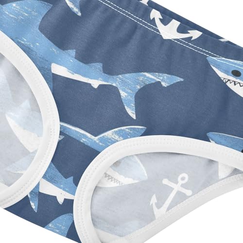 Wusikd Sharks Girls' Underwear Cotton White Anchors Girls Briefs Soft Toddler Underwear 2T4