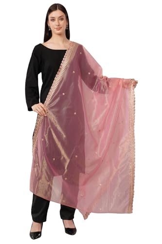 Gold Embroidered Shimmer Net Dupatta, Lightweight and Sheer Shawl, Scarf, Wrap