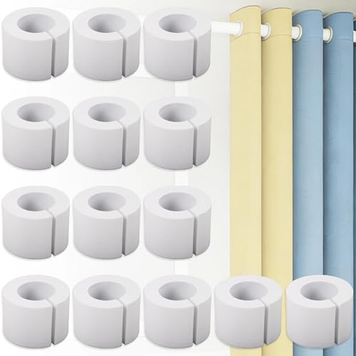 Yudylg 14 Pack Curtain Spacers EVA Foam Rollers 50 mm White Curtain Shaper for Drapes Snap-Fit Uniform Spacing Design for Home & Office Fits up to 1.57 Rod Diameter