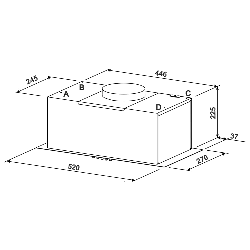 VLANO GT 52 IX Einbau-Dunstabzugshaube Edelstahl 52 cm 650 m³/h LED-Beleuchtung 3 Leistungsstufen