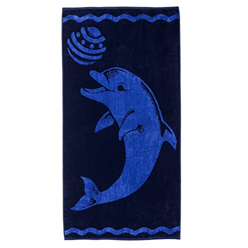 Superior 100% Cotton Luxury Beach Towels - Oversized Beach Towel, Swim Towel, Playing Dolphin (34" X 64") #TOP28