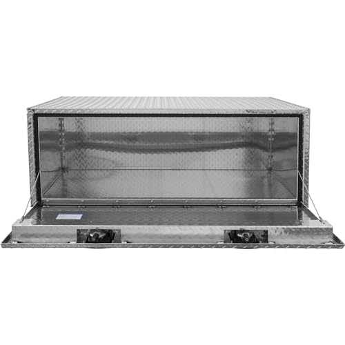 Image of Buyers Products 1705120 Diamond Tread Aluminum Underbody Truck Tool Box, 18 x 24 x 48, Made in USA, .100 in. Thick, Corrosion Resistant, Locking Compression Latch, Secure Storage for Work Trucks