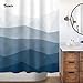 Sunlit Designer Popular Shower Curtain, Ombre Blue Fabric Contemporary Shower Curtains for Bathroom Décor