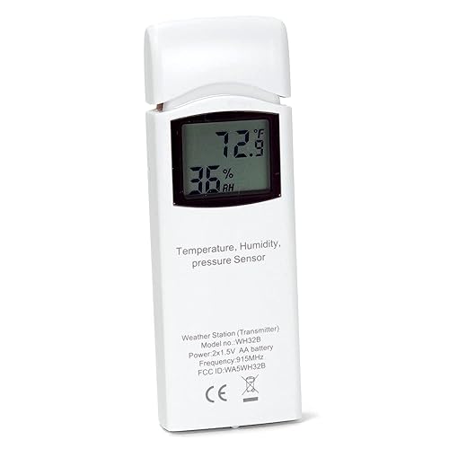 Miniatura 2 de Ambient Weather WH32B Sensor termo-higrómetro-barómetro solo para WS-0900-IP, WS-1002-WIFI, WS-1550-IP, WS-2000, WS-5000