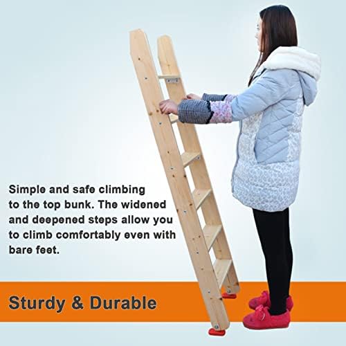 Non-Slip Wooden Bunk Bed Ladder Replacement, Heavy-Duty 100kg Load, 150cm (59") Camper Ladder for Motorhome Bunk Beds, Durable Household Accessory
