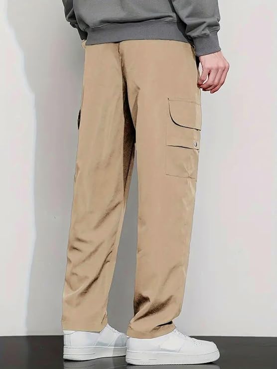 Image of Men Cargo Pants 100% Cotton | Relaxed Fit Utility Cargos for Men with 6 Pockets | Breathable Durable Fabric | Casual Streetwear Travel & Outdoor Pants