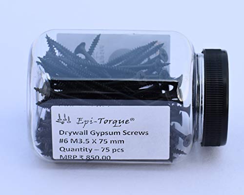 Image of Drywall Gypsum Black Screw Sharp Point Size #6 M3.5 X 75mm (Pack of 75 Pcs)