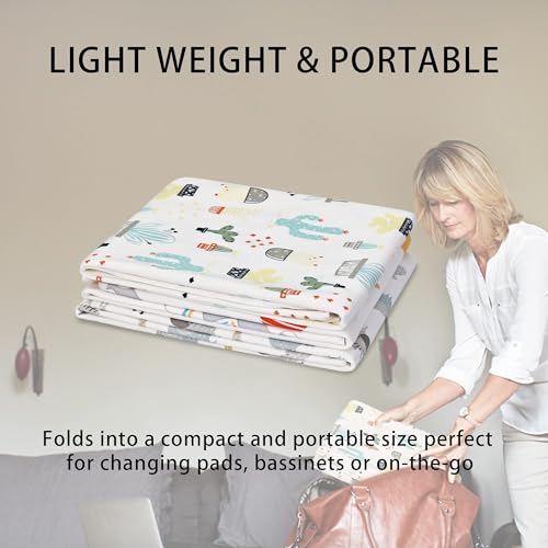 Baby Diaper Changing Pad Liners(22X27.5 inches) Soft Cotton Waterproof Changing Mat for Baby Underpads Mattress Mat Sheet Protector Portable Reusable Urine Pads for Travel Gear Pack of 3 - Thumbnail 6