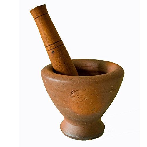 unbrand Thai & Laos Kruk Grinding Earthenware Mortar & Hardwood Pestle Papaya Salad