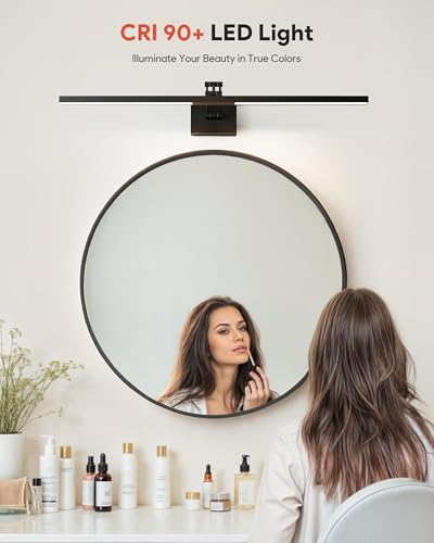 Image of VONLUCE 36 inch LED Bathroom Vanity Light, 3CCT Modern LED Vanity Lights with 360 Rotatable Head & Swing Arm, 15.4W Bathroom Light Fixture Over Mirror, LED Lights for Bathroom Bedroom, Matte Black | 3CCT, Flicker-free, 360 Rotatable Head & Swing Arm, IP44 waterproof Bathroom Light Fixture Over Mirror for Bathroom, Picture
