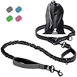 Joggingleine für Hunde zum Laufen, Joggen, Wandern | 2 in 1 Joggingleine und Normale Hundeleine für Große und Mittelgroße Hunde mit Doppelgriff | Bauchgurt Hundeleine mit Reflektierenden Nähten