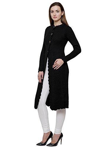 Image of Matelco Women's Woolt Full Sleeves Long Shrug Style Cardigan (AD0048001BK Black Free Size)