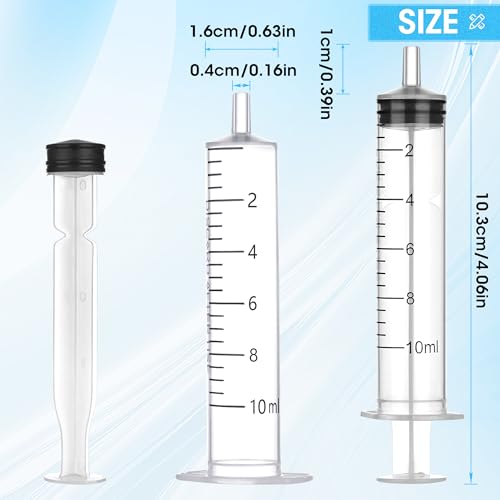 Image of 10 Pack 10ml Plastic Syringe, Luer Slip Tip with Cap, Syringes for Liquid, Measuring, Watering, Refilling, Feeding