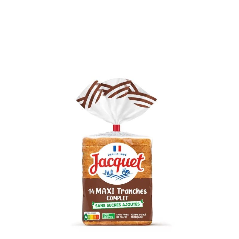 JACQUET - Pain de mie complet 550g - Sans sucre ajouté - Pour un petit déjeuner équilibré - Lot De 4