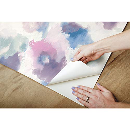 RoomMates RMK11079WP Impressionist Pink and Blue Floral Peel and Stick Wallpaper, Pink, Blue, 52.1 x 502.9 cm - Image 4