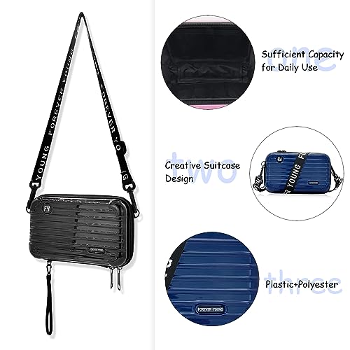 Mini Suitcase Crossbody Bag, Plastic Mini Suitcase Bag Suitcase Purses Stylish Suitcase Cosmetic Bag with 2 Straps2