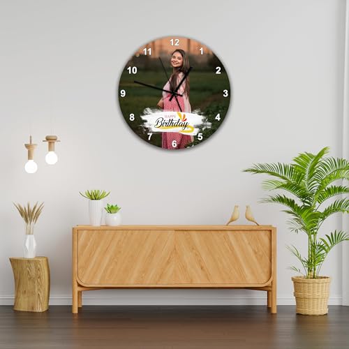 Image of Personalized Photo Wall Clock - Custom Photo Printed Wall Clock for Birthday, Couple, Family, Kids | Customized Birthday Gift for Him, Her | Home Bedroom Decor Clock Room /Kitchen /Office (8x8 Inch)
