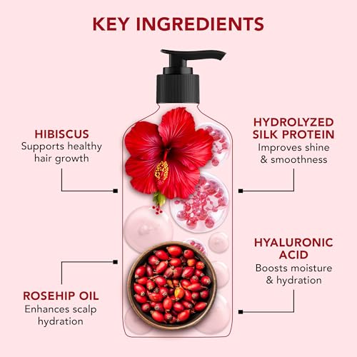 Image of Botanic Hearth Smooth & Shine Shampoo with Rosehip Oil & Silk Protein |Hydrating & Strengthening Formula | Tames Flyaways & Boosts Radiance | Sulfate & Paraben Free, 473ml